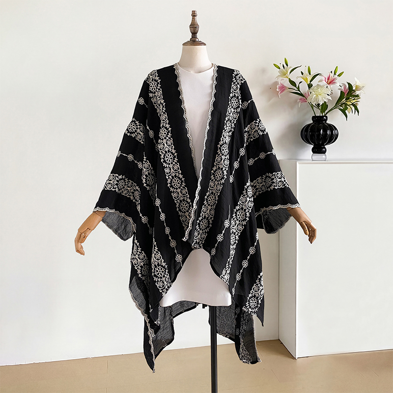 Ethnic Fashion Photography - Retro Holiday Shawl Warm Floral Tassel
