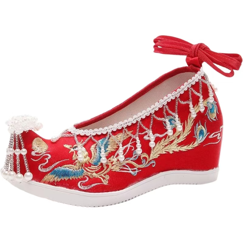 Ethnic Style - Women New Red Embroidered Wedding Shoes