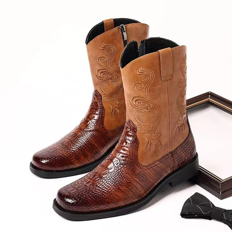 Ethnic And Fashion - Fashionable Embossed Casual Men's Western Cowboy
