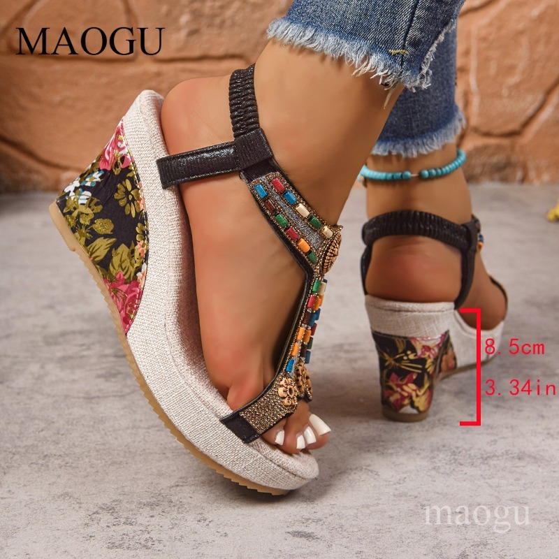 Boho Beaded Floral Wedge Sanda - огляд і ціна Ethnic And Fashion