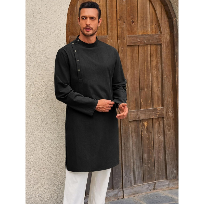Mens Kaftan Thobe Robe Long Sl - огляд і ціна Kurta Men Cotton