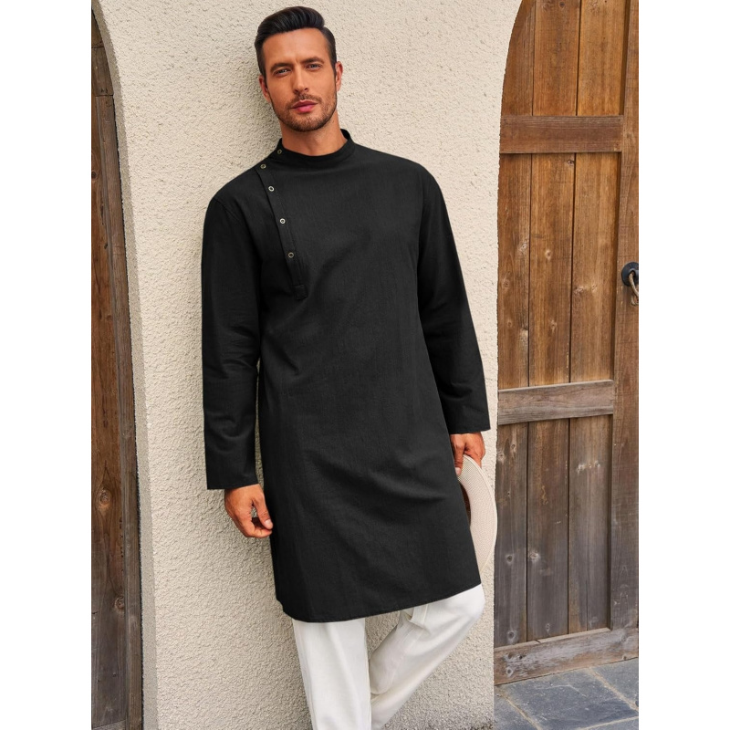 Mens Kaftan Thobe Robe Long Sl - огляд і ціна Kurta Men Cotton
