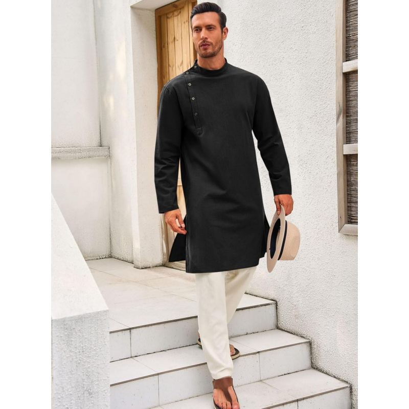 Mens Kaftan Thobe Robe Long Sl - огляд і ціна Kurta Men Cotton