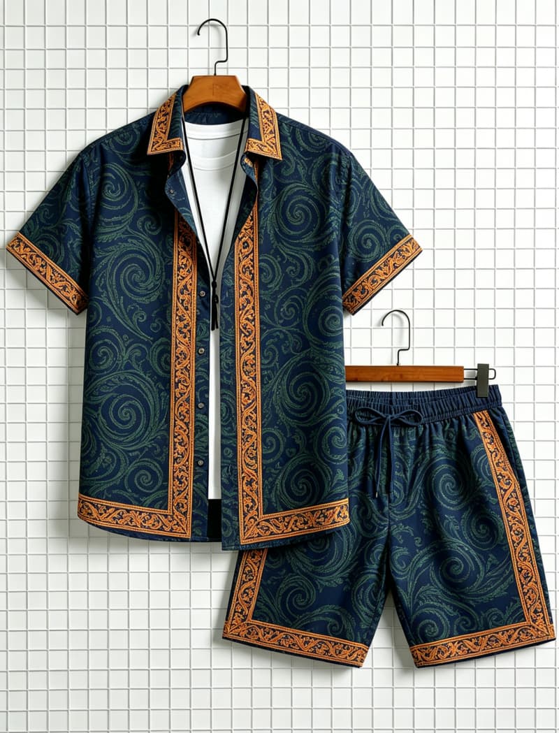Men's ethnic border printed sh - огляд і ціна Ethnic Style