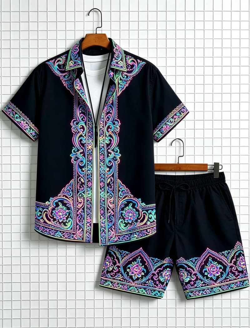 Men's ethnic border printed sh - огляд і ціна Ethnic Style