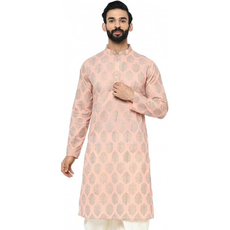 Mens Kurta - Printed Cotton Bl - огляд і ціна Kurta Men Cotton