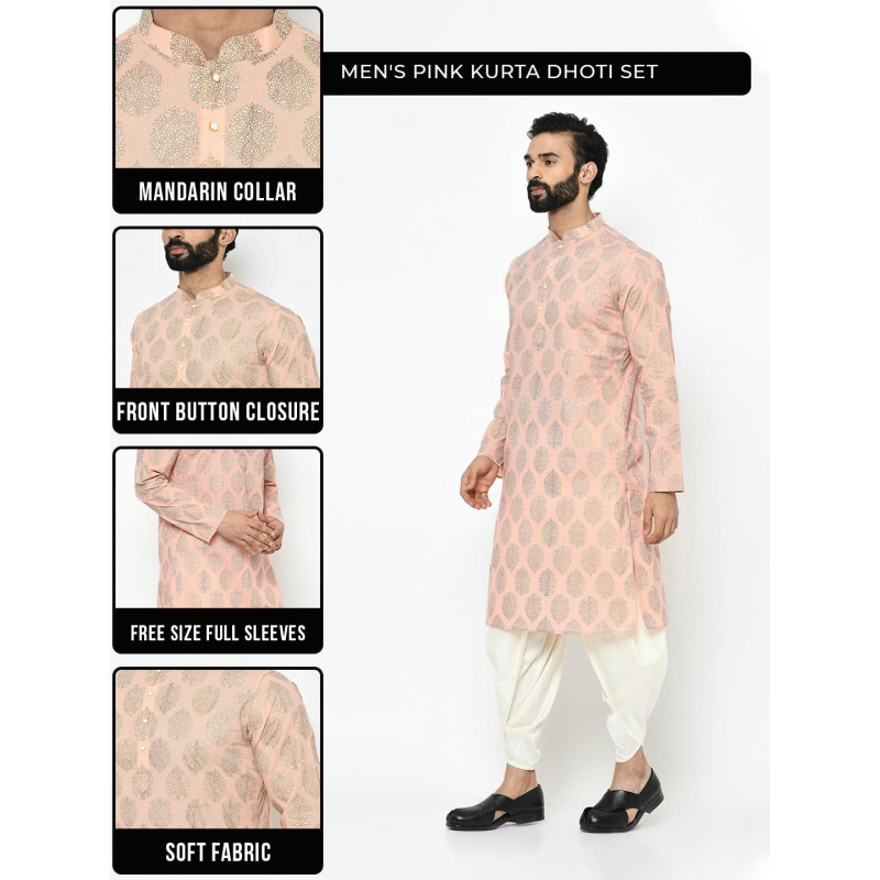 Mens Kurta - Printed Cotton Bl - огляд і ціна Kurta Men Cotton