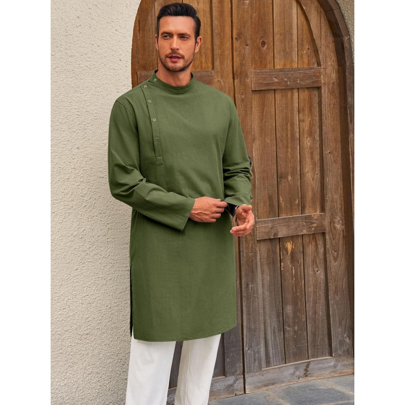 Mens Kaftan Thobe Robe Long Sl - огляд і ціна Kurta Men Cotton