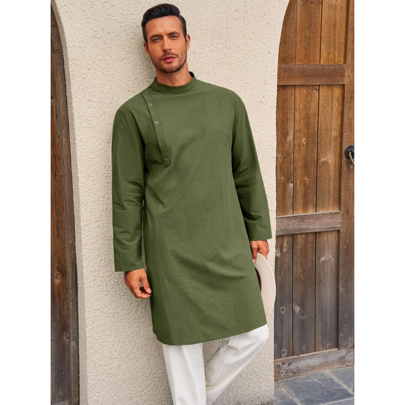 Mens Kaftan Thobe Robe Long Sl - огляд і ціна Kurta Men Cotton
