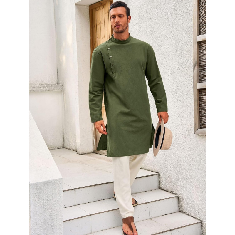 Mens Kaftan Thobe Robe Long Sl - огляд і ціна Kurta Men Cotton