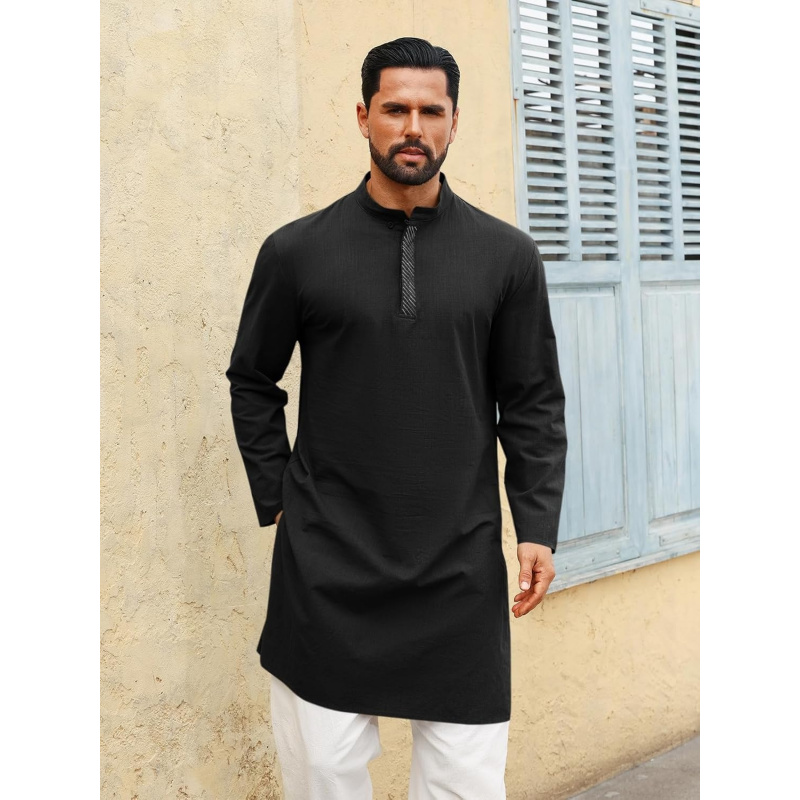 Mens Kaftan Thobe Long Sleeve  - огляд і ціна Kurta Men Cotton