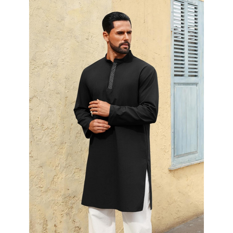 Mens Kaftan Thobe Long Sleeve  - огляд і ціна Kurta Men Cotton
